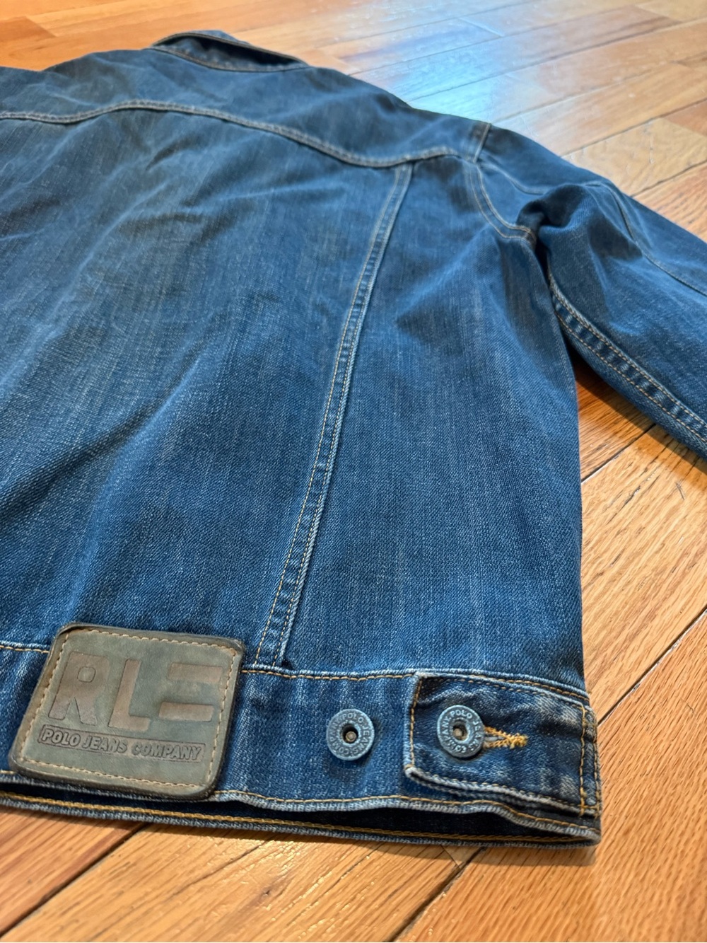 VTG Polo Jeans Company Ralph Lauren Trucker Jacket Dark Wash Denim Men’s Size S - Picture 10 of 16